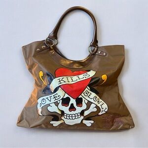 Ed Hardy Love Kills Slowly Tattoo Art Tote Bag Vintage Y2K Skull Heart